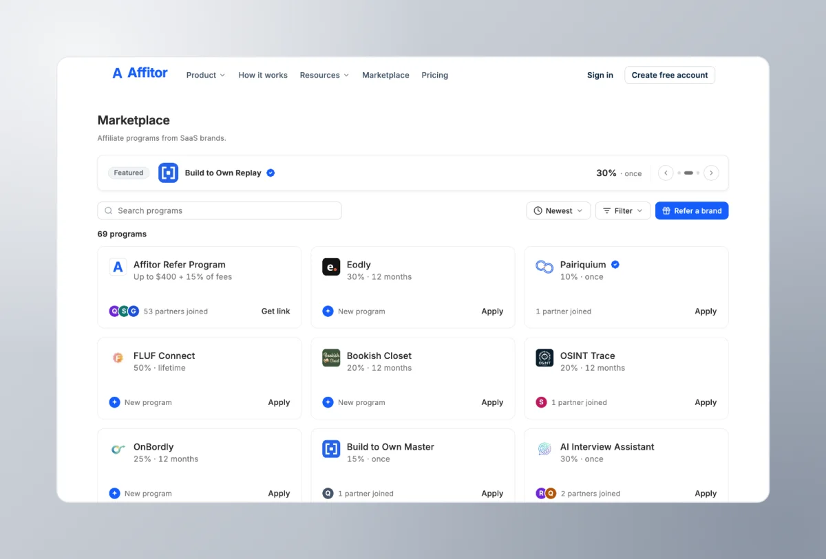 Affitor page for partners, captured Oct 21, 2026 Affitor page for partners, captured Oct 21, 2026