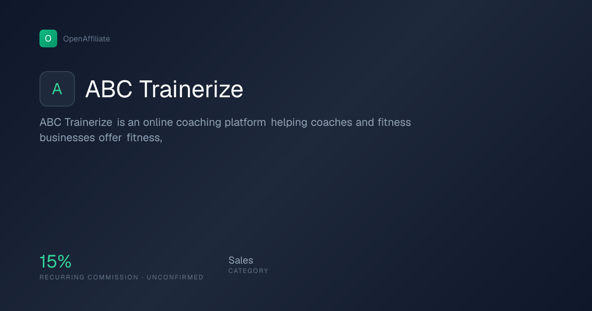 ABC Trainerize Affiliate Program — 15% recurring | OpenAffiliate