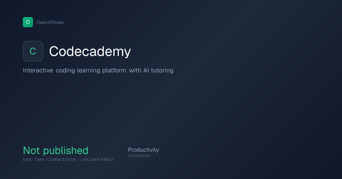 Codecademy Affiliate Program — varies one-time | OpenAffiliate
