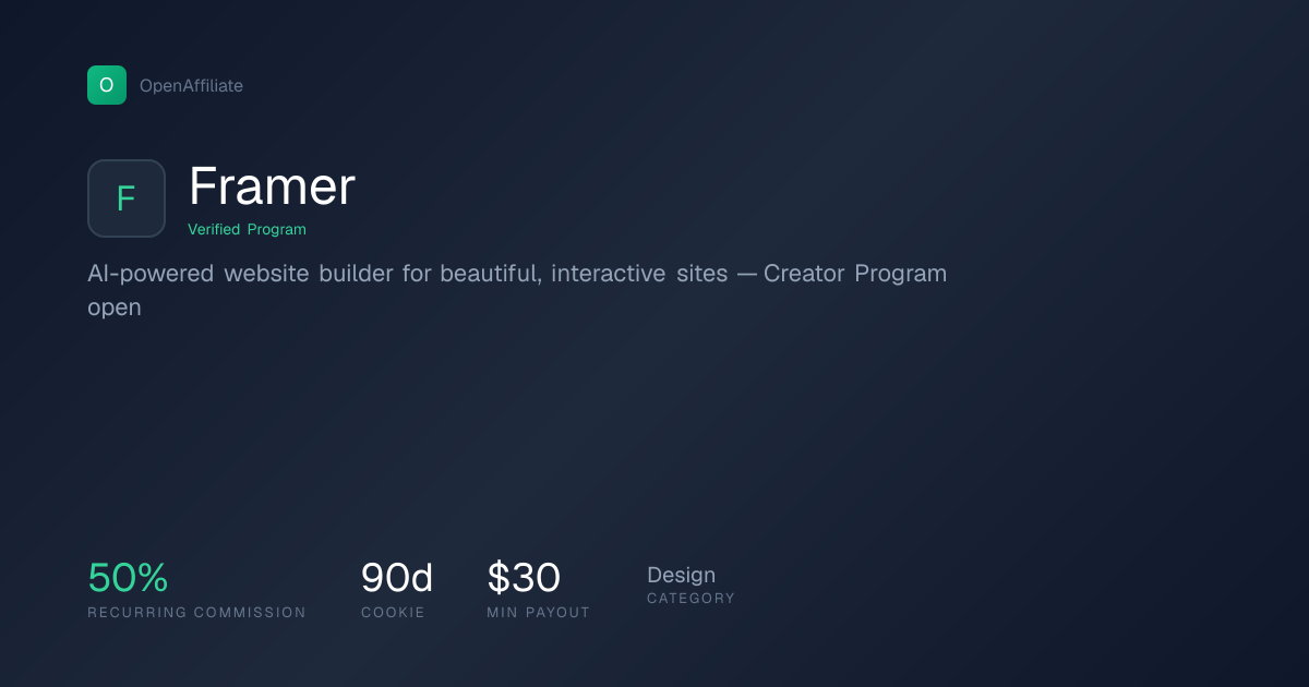 Framer Affiliate Program — 50% recurring | OpenAffiliate