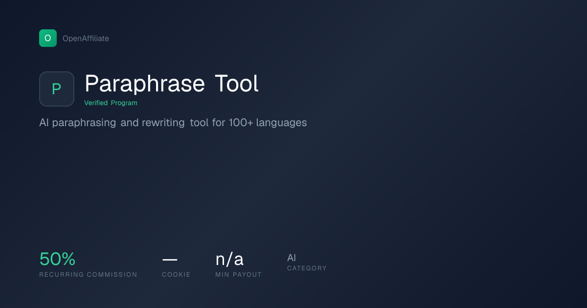 Paraphrase Tool Affiliate Program: 50% Recurring